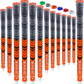 SAPLIZE 13 Golf Grips, Standard, Orange, All Weather Multi Compound Hybrid Golf Club Grips