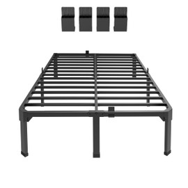 Superay Full Bed Frame with Mattress Slide Stopper, 18 Inch Metal Platform Bed Frame, Heavy Duty Tall Bed Frame No Box Spring Needed with Large Storage Space, Easy Assembly, Noise Free