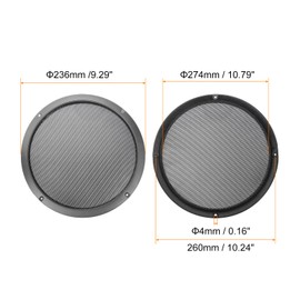 sourcing map 4 Pcs 10inch Black Speaker Grill Mesh Metal Woofer Guard Protector Dust Cover Iron Gray Decorative Circle ABS Frame with Screws for Home Audio Car Speaker Replacement