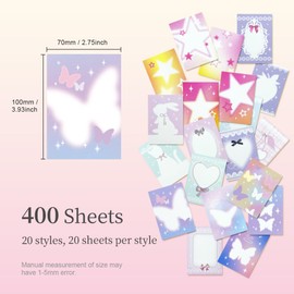 MUWINC 400 Sheets Decorative Paper Set with 20 Unique Designs, Textured Scrapbooking Paper for Bullet Journals, DIY Projects (10 x 7 cm, Writable)