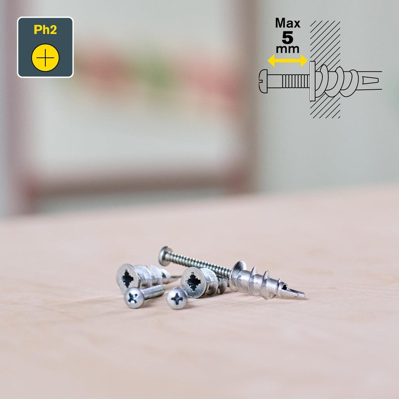 Rapid Self-Drilling Plasterboard Dowels Made of Metal with Screw for