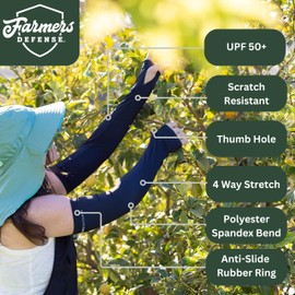 FARMER'S DEFENSE Sleeves | UV Cooling Sleeves for Sun Protection | Premium Anti-Scratch Arm Guard Sleeve for Skin - For Gardening Harvesting Sports Outdoors | Unisex | Monarch S/M