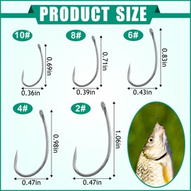 Barbless Fishing Hooks Curve Shank Barbless Carp Fishing Hooks Carp Leader Rigs Crank Circle Hooks Fly Tying Hooks Carp Hair Bait Rigs Fishing Accessoires for Freshwater Saltwater (10#_80pcs)