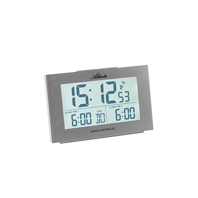 Atlanta Funkwecker Digital 2 Weckzeiten Temperatur Luftfeuchtigkeit Licht Snooze -