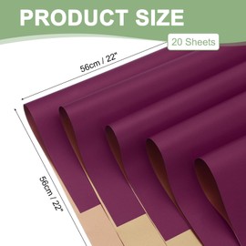 PATIKIL Flower Gift Wrapping Paper, 20 Sheets Double Sided Golden Waterproof Bouquet Paper Wrap Florist Supplies Packaging Floral Papers for Wedding DIY Craft Valentine, Purple/Gold