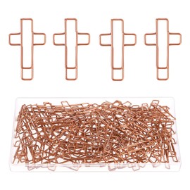 100 Pack Cross Paper Clips, 1.34 x 0.8 Inches Bible Paper Clips, Cross Shaped Paper Clips Bible Study Supplies, Bible Accessories Christian Bookmark Gifts Idea (Rose Gold)