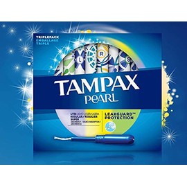 Tampax Pearl Plastic Tampons, Mutlipack, Light/Regular/Super Absorbency, Unscented, 47 Count (Packaging May Vary)