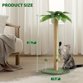 YOCONYO Cat Scratching Post for Indoor Cats, 33" Tall Cat Tree with Sisal Rope, Kitten Scratcher Sisal Rope Scratch Posts Trees with Hanging Ball,Cat Toys