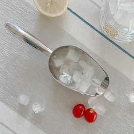Metal Ice Scoop 3 Oz, Small Stainless Steel Ice scooper for Ice Maker Ice Bucket Kitchen Freezer Bar Party Wedding, Multipurpose for Coffee Bean,Flour Scoop,Dog Food Scoop (3 OZ-Curved handle)