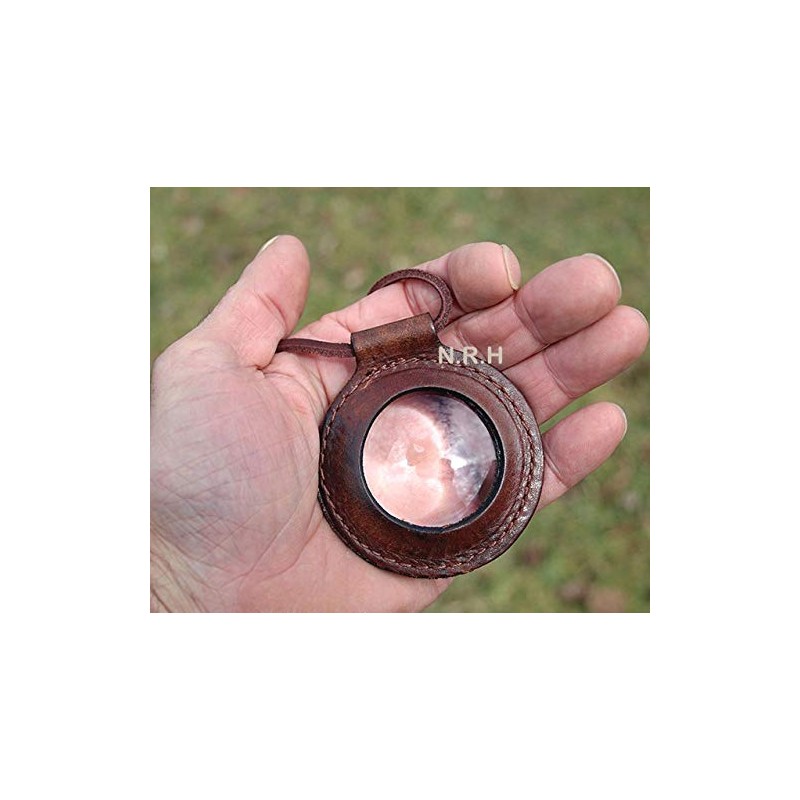 Nautical Replica Hub Magnifying Lens with Leather Holder Leather Rimmed
