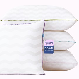 LOVELYREST Pillows Queen Size Set of 4,Luxury Hotel Quality Cooling Pillows with Zipper,Super Soft Down Alternative Fill for Side Back and Stomach Sleepers