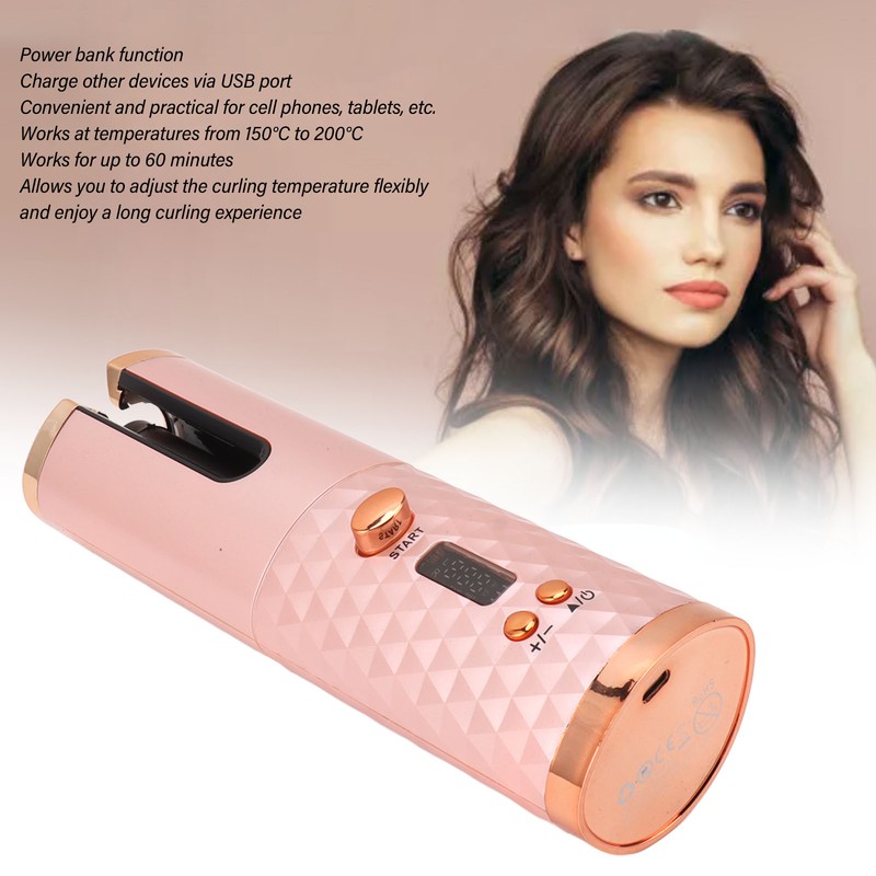 Cordless Automatic Hair Curler Fast Heating USB Rechargeable Portable Curling