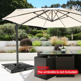 Giantex 284 lbs Fillable Offset Patio Umbrella Base, 4PCS Umbrella Stand Water Sand Weight for Cantilever Umbrella, 4 Connecting Pins, Easy-Filling Spouts, Outdoor Market Umbrella Holder for Garden