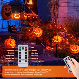 Ehome String Lights, USB Fairy Lights Plug in 33 ft 100 LED Twinkle String Lights Silver Wire Lights with Remote and Timer 8 Modes Outdoor Indoor Waterproof Starry Lights DIY Party Wedding, Orange