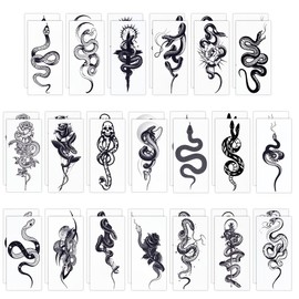 CRASPIRE 40 Sheets Snake Temporary Tattoos Black Snake Paper Temporary Removable Tattoo Stickers Waterproof Long Lasting Makeup Tattoos Stickers for Body Arm Neck Back Leg Art