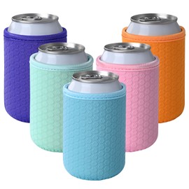 Xumbtvs 5 Pcs Insulated 12oz Can Sleeve, Reusable Can Cooler Sleeves, Non-slip Neoprene Beer Bottle Cover Holder for 12oz Standard Can Soda and Beer(Colorful2)