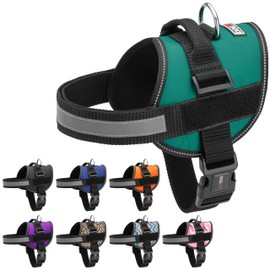 Dogline Dog Harness, Reflective No-Pull Adjustable Vest with Handle for Walking, Training, Breathable, No - Choke Harness for Small, Medium or Large Dogs Room for Patches Girth 22"-28" in Turquoise
