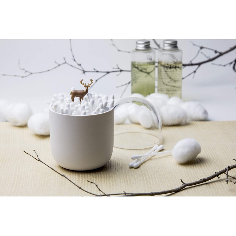 QUALY QL10220-BN Cotton Bud Organiser Recycled Plastic White / Brown