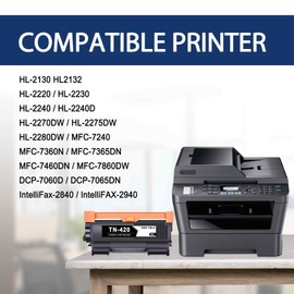 TN420 TN-420 High Yield Toner Cartridge Replacement for Brother TN 420 Toner Cartridge Compatible with HL-2230 HL-2240 HL-2270DW HL-2280DW MFC-7240 MFC-7360N MFC-7460DN MFC-7860DW (2Pack, Black)