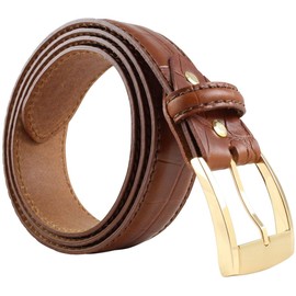 BELTINGER Belt with Crocodile Embossed and Golden Belt Buckle 4 cm Leather Belt for Men and Women 40 mm Crocodile Pattern, Denim Blue, Gold