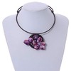 Avalaya Purple Shell Flower Flex Wire Necklace/ 40cm L/Adjustable