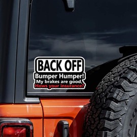 2pcs Back Off Bumper Humper Humorous Warning Messages Vinyl Car Stickers, 5.91"x3.74", Durable Exterior Decal for Rear Windsheild, Bumper of Vehicles | #AZ201