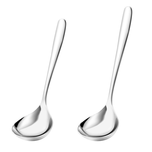 Bahan alamy Stainless Steel Soup Ladle, Stainless Steel, Ladle, Dishwasher Safe for Hotel, Home, Restaurant, Kitchen, Set of 2