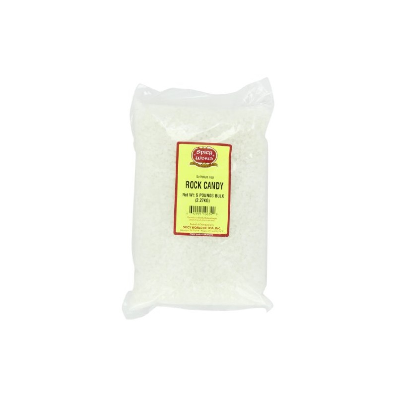 Spicy World Rock Candy White Sugar Crystals Bulk, 5-Pounds