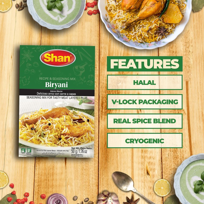 Shan - Biryani Masala Seasoning Mix (50g) - Spice Packets