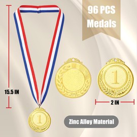 Meecuppa 12 Pack Metal Winner Gold Silver Bronze Award Medals Style Metal Winner Awards with Neck Ribbon, 2Inches