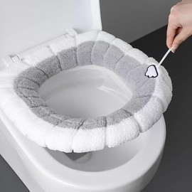 2PcsToilet Seat Cover, Toilet Seat Cover Cushion with Hanging Loop Bathroom Soft and Warm Washable Cover Pads