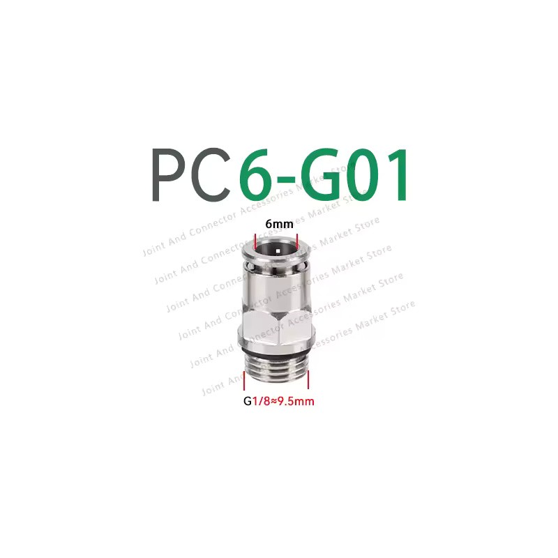 5-Pack PC-G Nickel-Plated Brass Pneumatic Push-to-Connect Fittings, 4–12 mm Tube,