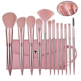 NOLITOY 12pcs Rose Gold Makeup Brush Set Electroplating Kit Cosmetics Brush with Storage Bag