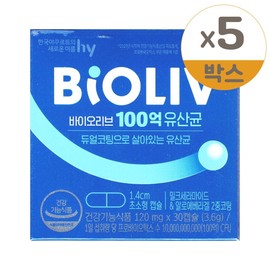 BioLive 10 billion lactic acid bacteria 120mg x 30 capsules (5) / 바이오리브 100억 유산균 120mg x 30캡슐 5개