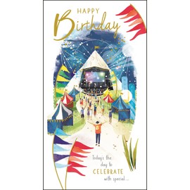 Jonny Javelin Male Birthday Card for Him - General Card for Men - Music Festival Design - Special Finishes and Illustrated Insert Leaf - Made in the UK,228 x 155mm,(DD505)