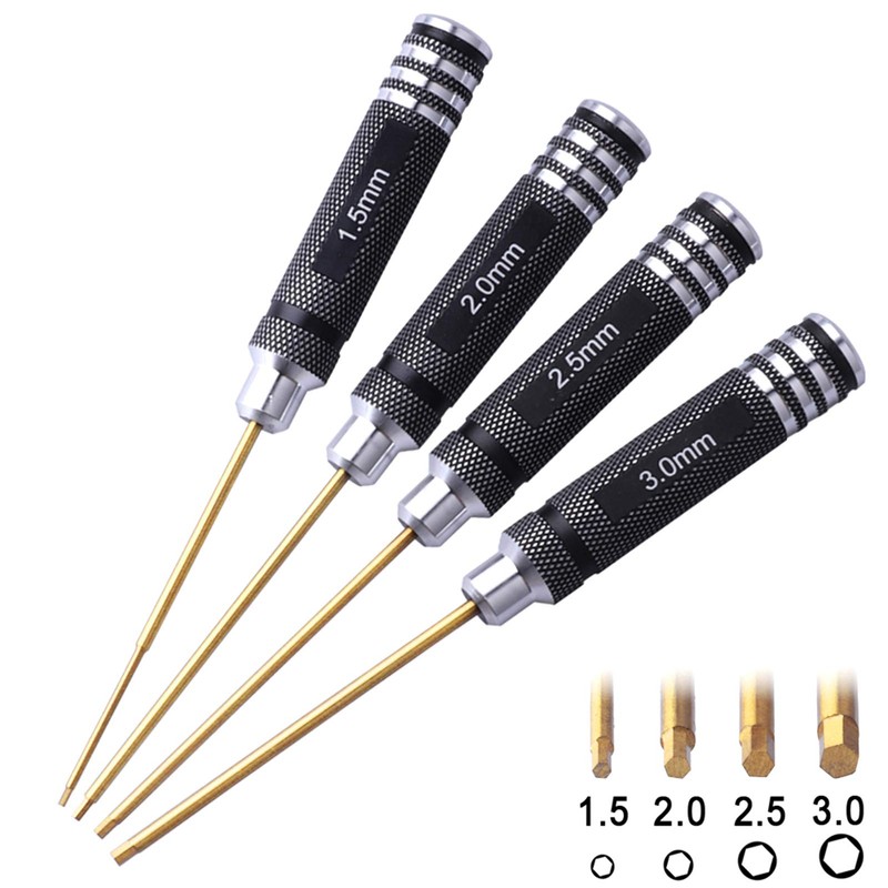 HobbyPark 1.5mm 2.0mm 2.5mm 3.0mm Hex Screw Driver Set Titanium