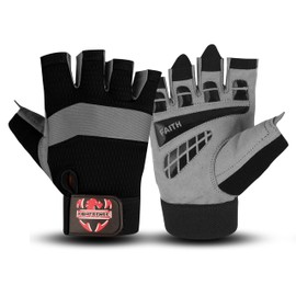 FIGHTSENSE Fitness Gloves for Men and Women, Weight Lifting Gloves, Improved Grip, Padded Palm, Adjustable Wrist Straps, Breathable Fitness Exercises (Grey, XL)