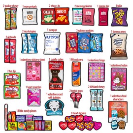 Valentine's Day Gift Care Package (50ct) Snacks Chocolates Candy Box Assortment Variety Bundle Present Kids Adults Boy Girl Guy Friend College Husband Wife Boyfriend Girlfriend Love