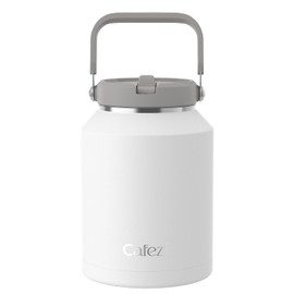 Cafezi 64oz Insulated Water Bottle, Stainless Steel Water Bottles with Flip Straw and Top Handle, Leak Proof, No Sweat, Iced for 34 Hours, Vacuum Insulated Cup for Home, Office, Hiking, Car