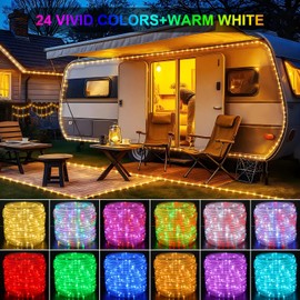 33FT Rope Lights Outdoor Color Changing, Warm White Rope Lighting 100 LED String Lights Plug in with Remote, 30 Colors Rope Light for Indoor Garden Patio Camping Room Landscape Tree Christmas Décor