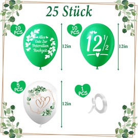 Pack of 25 Parsley Wedding Decoration, Parsley Wedding Balloons Decoration for 12.5 Wedding Anniversary, 12.5 Years Wedding Anniversary Latex Balloons, for Parsley Wedding Gift, 12.5 Wedding