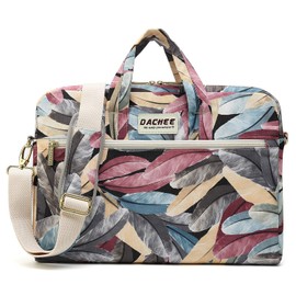 DACHEE Colorful Feather Pattern 15 inch Waterproof Laptop Shoulder Messenger Bag for 14 Inch to15.6 inch Laptop 15 laptop Case