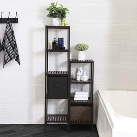 SONGMICS 100% Bamboo Bathroom Shelf Stand 4-Tier Multifunctional Storage Rack Shelving Unit 38.6 x 13 x 13 Inches Brown UBCB54C