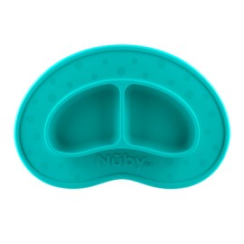 Nuby Sure Grip Miracle Mat 2-Section Plate - Toddler Suction Plate - 6+ Months - Aqua