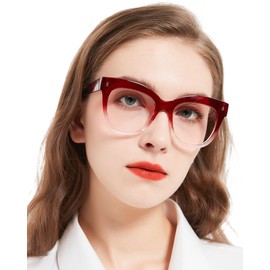 MARE AZZURO Oversized Reading Glasses 3.50 Women Fashion Round Readers 100 125 150 175 200 225 250 275 300 350 400 500 600 (Red+clear, 3.5)