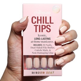 Chillhouse - Kit de uñas Chill Tips, para presionar - Asiento de ventana (cuadrado) - 30 formas y tamaños de uñas - Hasta 2 semanas de uso - Ajuste pe