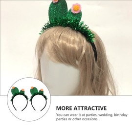 2pcs Cactus Styled Accessory Headress Costume Headband Birthday Bopper Hairband Head Hopp Tinsel Headwear Girl Decor Tassel Green Festive for Glette