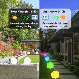 12-in Solar Glowing Ball Light Outdoor, Solar Garden Globe Lights w/Remote, Dimmable RGB Color Changing Waterproof Large Orb Light, Landscape Lighting Mood Lamp w/Ground Stake for Patio Yard Lawn Path