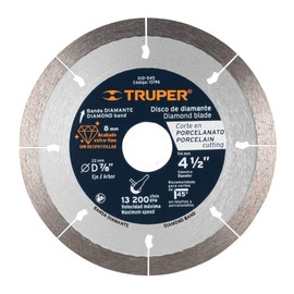 Truper DID-545, Disco de diamante de 4-1/2" x 1.3 mm corte de porcelanato