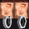 FaithHeart Hexagon Hoops Mens Sterling Silver Viking Rune Hoop Earrings